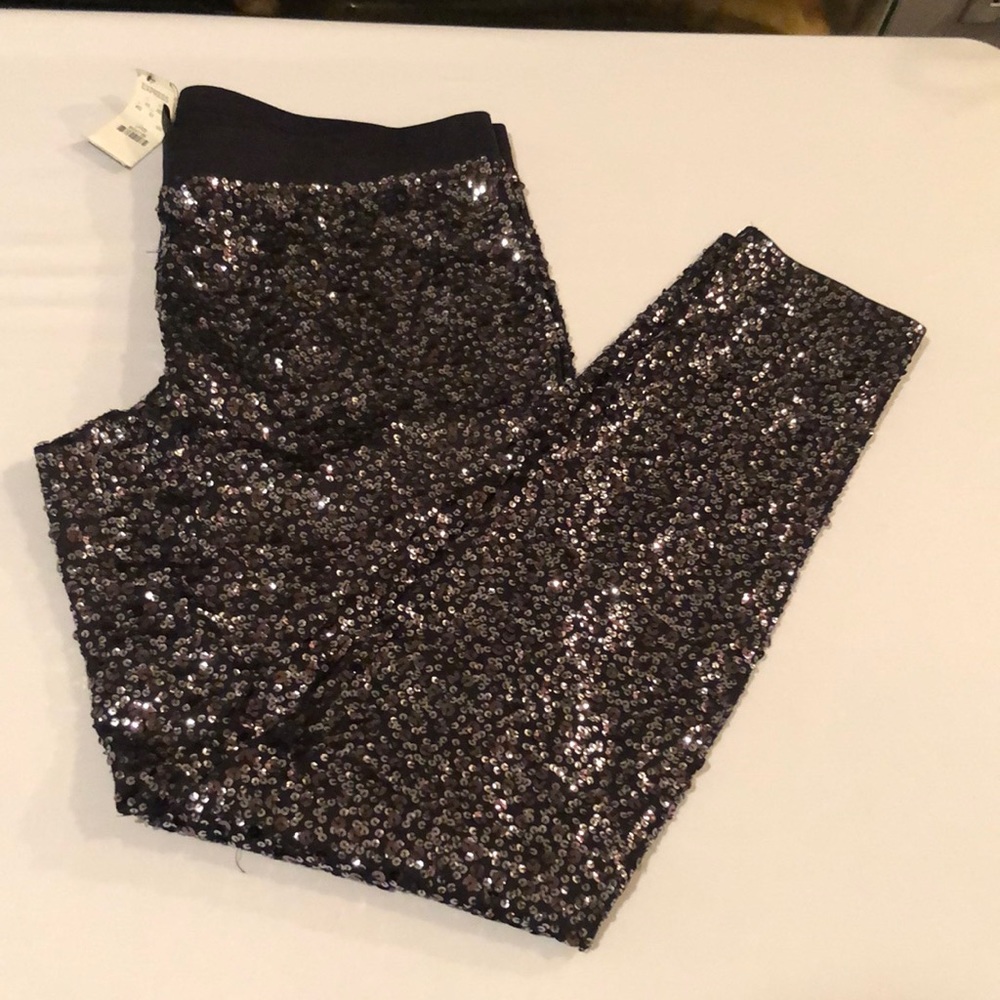 Express size Large Black sequin pull on legging r… - image 3